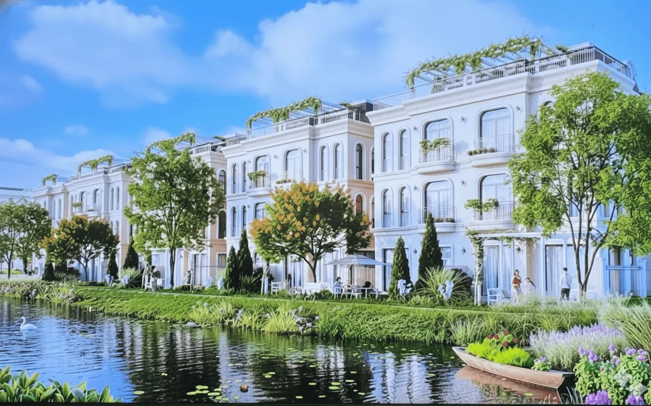 Hình ảnh phối cảnh biệt thự ven sông- dự án Emerald Symphony- Doji Hoa động