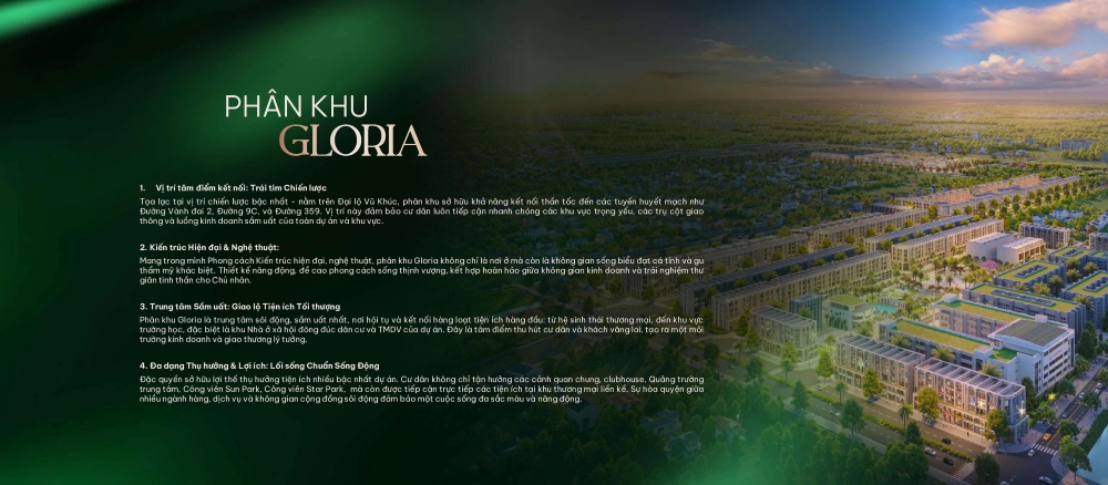 Phân khu Gloria tại Doji Emerald Symphony – Cấu trúc trung tâm tạo nhịp sống thương mại bền vững