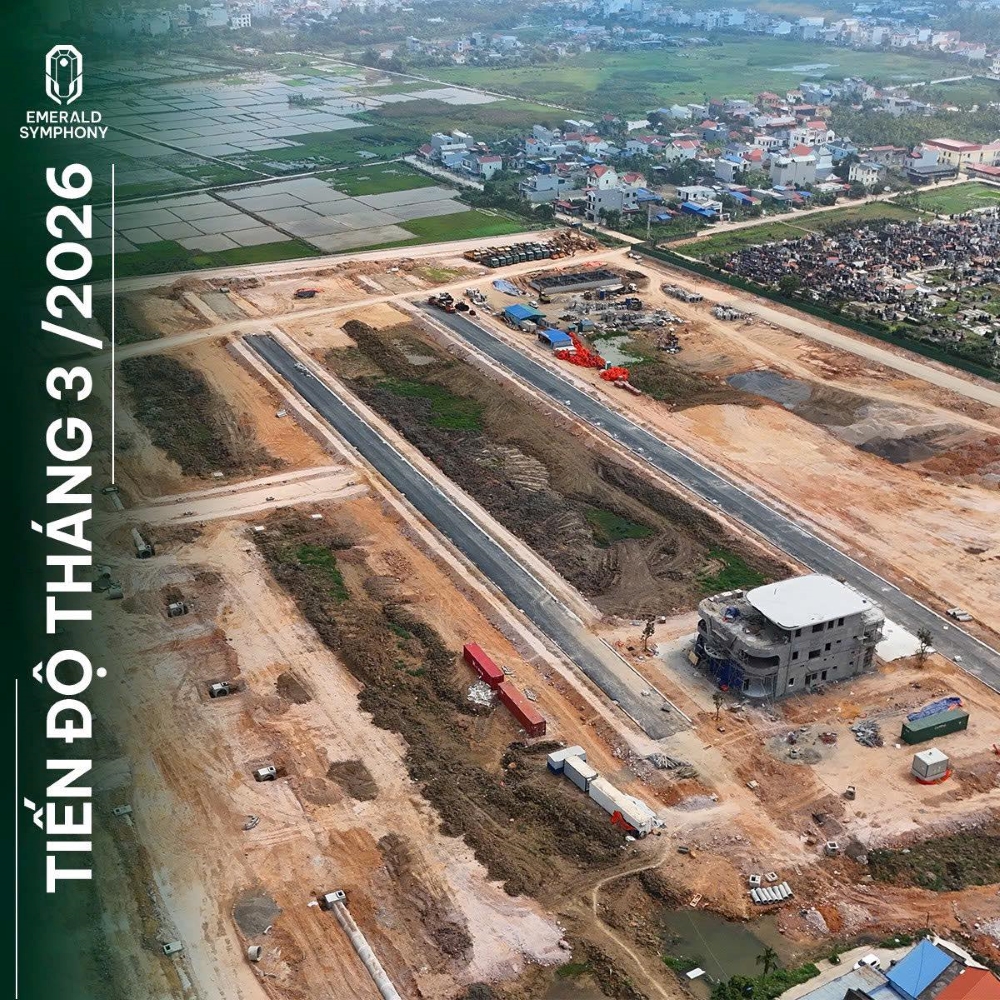 Tiến độ xây dựng dự án Emerald Symphony trong tháng 3/2026: Hạ tầng giao thông nội khu được đẩy mạnh Tiến độ xây dựng dự án Emerald Symphony trong tháng 3/2026: Hạ tầng giao thông nội khu được đẩy mạnh
